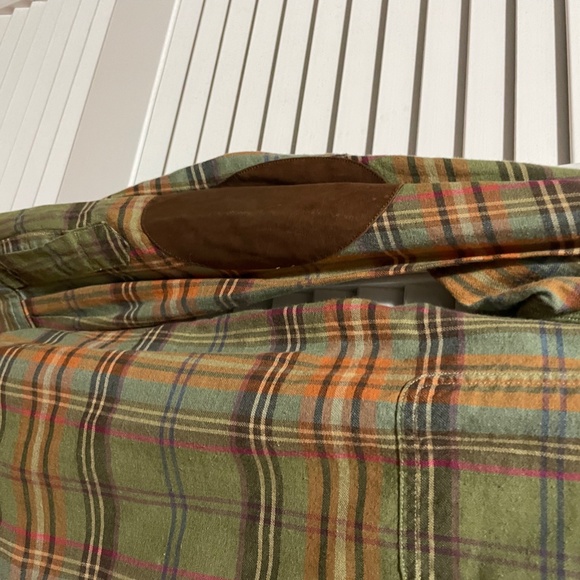 Rare Polo Ralph Lauren Cotton Wool Plaid Flannel Shirt with Suede Elbow Patches - Picture 4 of 9